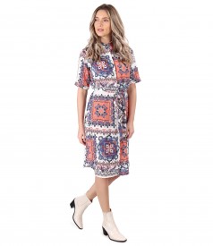 Printed viscose shirt dress