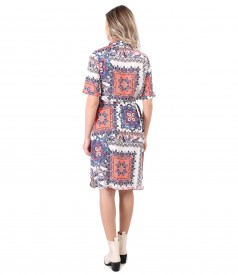 Printed viscose shirt dress