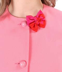 Elegant elastic fabric jacket with bow at the decolletage