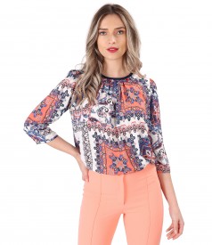 Printed viscose casual blouse