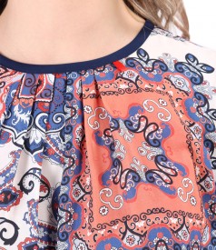 Printed viscose casual blouse