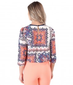 Printed viscose casual blouse