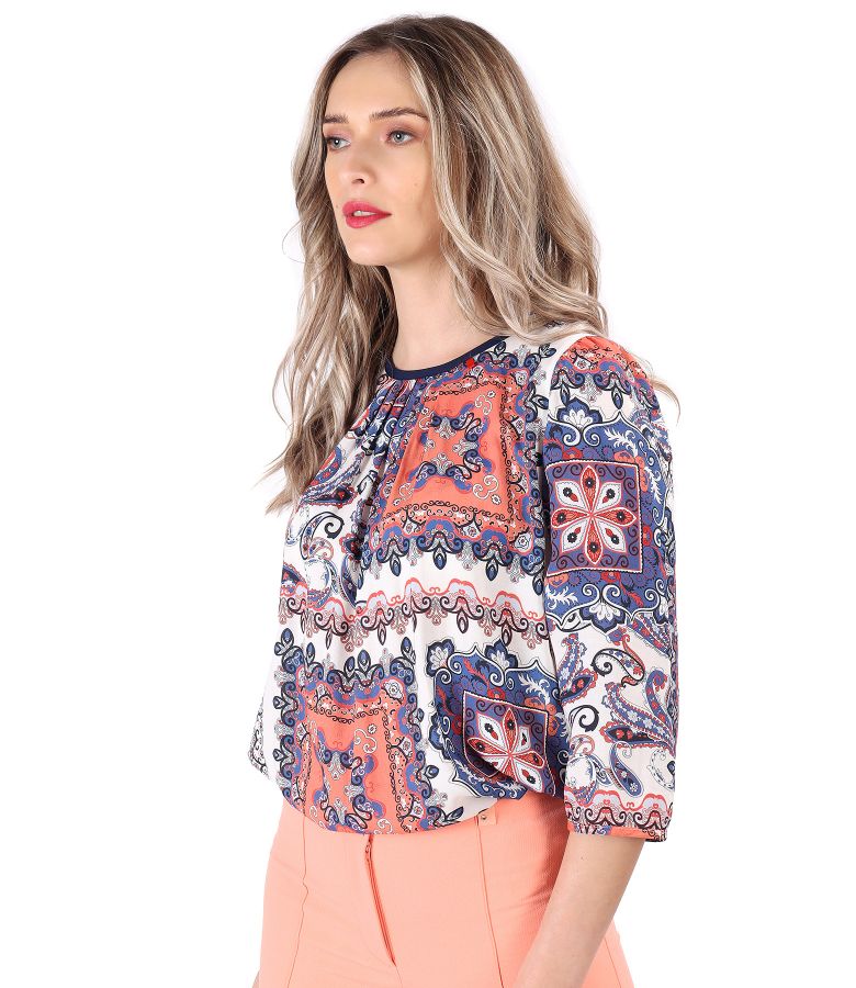 Printed viscose casual blouse