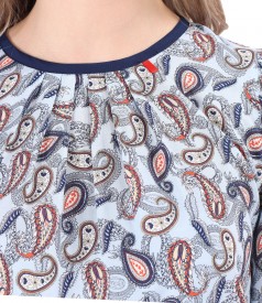 Paisley printed viscose casual blouse