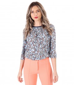 Paisley printed viscose casual blouse