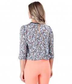 Paisley printed viscose casual blouse