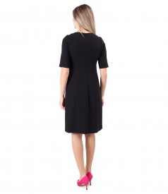 Flared office dress with decorative stitching