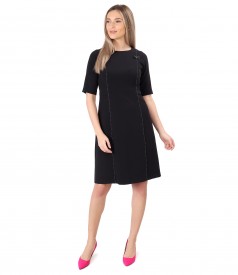 Flared office dress with decorative stitching