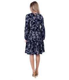 Dress with ruffles made of viscose printed with floral motifs