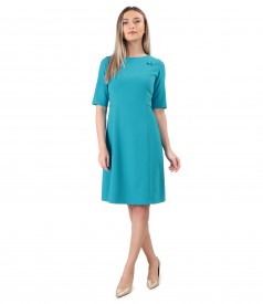 Flared office dress with decorative stitching