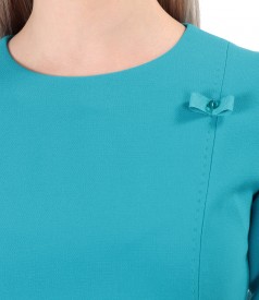 Flared office dress with decorative stitching