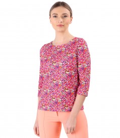 Blouse made of printed elastic cotton