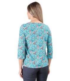 Blouse made of printed elastic cotton