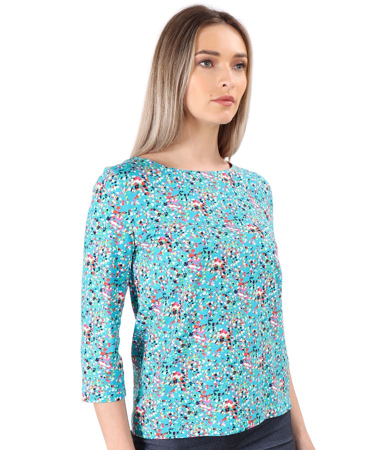 Blouse made of printed elastic cotton