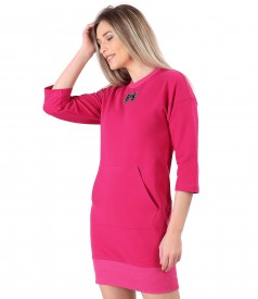 Cotton sweatshirt dress with front pocket