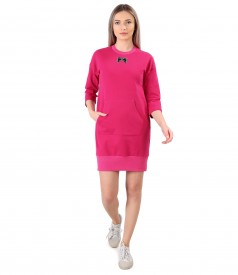 Cotton sweatshirt dress with front pocket