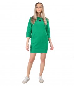 Cotton sweatshirt dress with front pocket