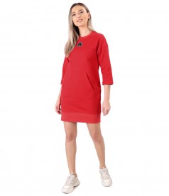 Cotton sweatshirt dress with front pocket