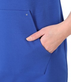 Cotton sweatshirt dress with front pocket
