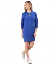 Cotton sweatshirt dress with front pocket