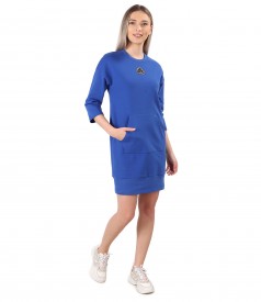 Cotton sweatshirt dress with front pocket