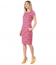 Elastic cotton dress with side pockets