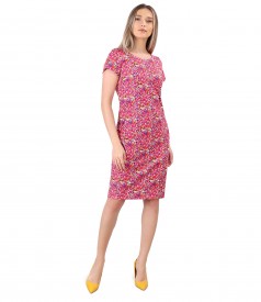 Elastic cotton dress with side pockets