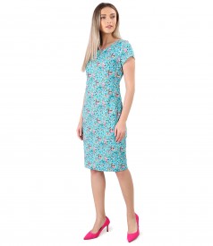 Elastic cotton dress with side pockets