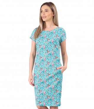 Elastic cotton dress with side pockets