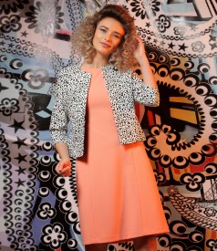 Elegant printed elastic brocade jacket