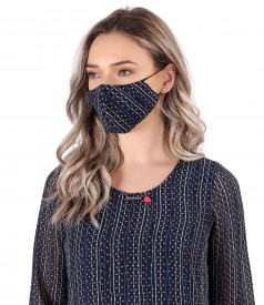 Reusable elastic jersey mask with floral motifs