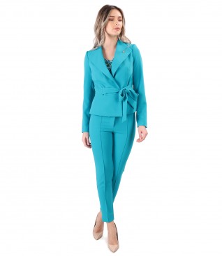 Office woman suit with ankle pants and cord jacket