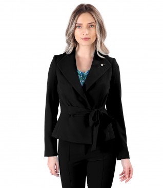 Office jacket with waist cord