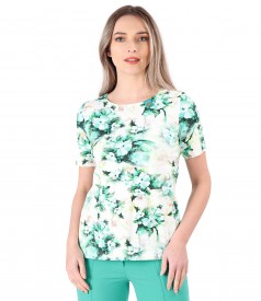 Blouse made of printed elastic cotton