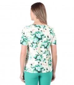 Blouse made of printed elastic cotton