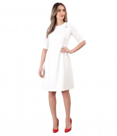 Flared office dress with decorative stitching