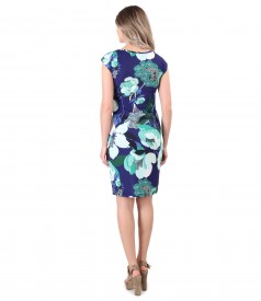 Elastic jersey dress printed with floral motifs