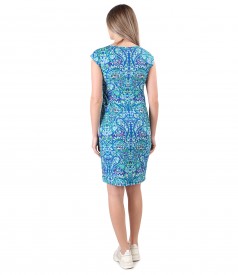 Elastic jersey dress printed with floral motifs