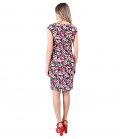 Elastic jersey dress printed with floral motifs