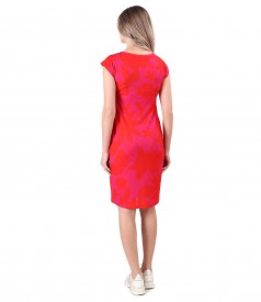 Elastic jersey dress printed with floral motifs