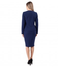 Office women suit with navy blue elastic skirt and jacket