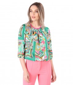 Printed viscose casual blouse