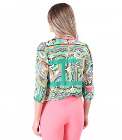 Printed viscose casual blouse