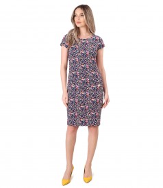 Elastic cotton dress with side pockets
