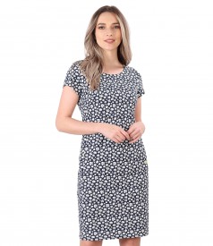 Elastic cotton dress with side pockets