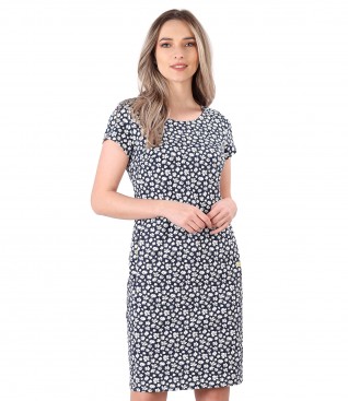 Elastic cotton dress with side pockets