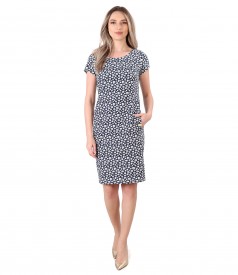 Elastic cotton dress with side pockets