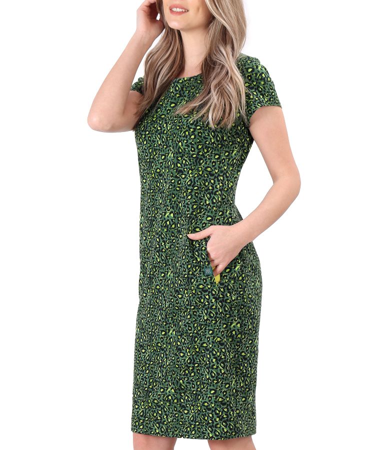 Elastic cotton dress with side pockets