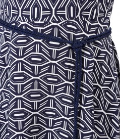 Elegant viscose dress printed with geometric motifs