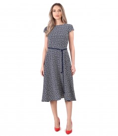 Elegant viscose dress printed with geometric motifs